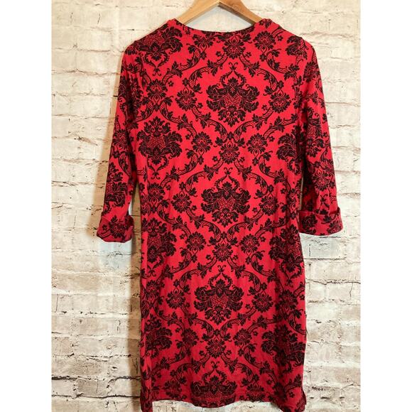 Soma Nightgown Womens Medium Red Jacquard Print Cotton Modal Stretch Pajamas - Picture 11 of 13